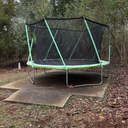 Trampoline With Basketball Net Built-In