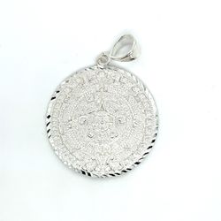 925 Sterling Silver Large Aztec Circle Pendant 16.66grams 