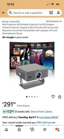Mini Projector 4K Portable Projector Full HD Outdoor Cinema Projector Supports Wired Screen Mirroring Auto Keystone Correction Compatible with Laptops