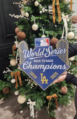 Dodgers World Series Back To Back Champions Wooden Sign, Handmade, 16inch Tall