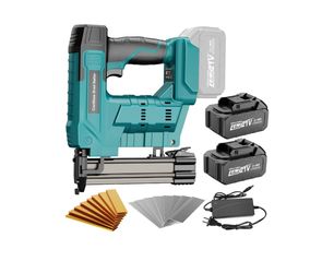 Cordless Brad Nailer, Nail Gun with 2Pcs 4.0Ah Battery, 18 Gauge 2 in 1 Electric Staple Guns Battery Powered for Upholstery & Carpentry, Include 1600P