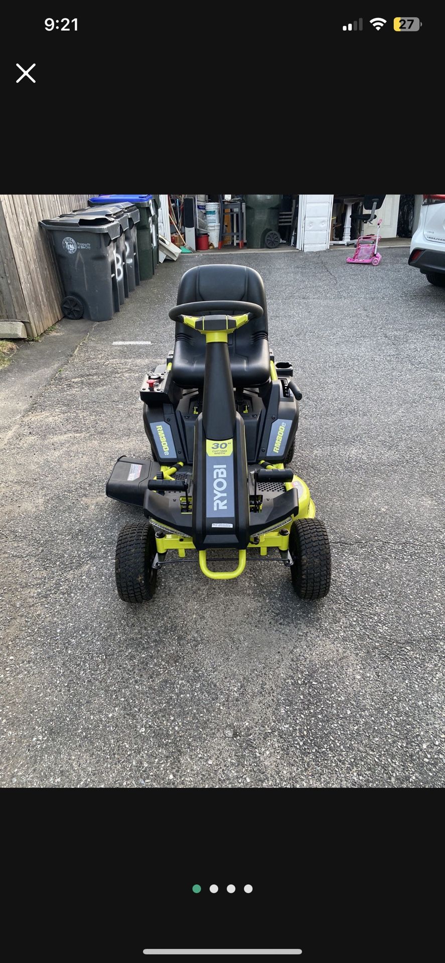 RYOBI 30" 50 AH ELECTRIC RIDING LAWN MOWER