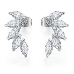 White Gold Plated Earclimber Earrings
