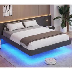 Floating Bed Frame With LED Lights