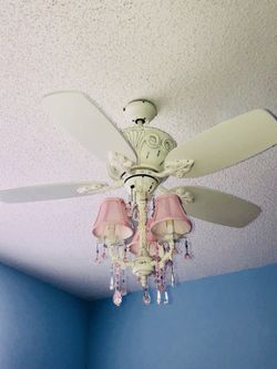 Pink And White Chandelier Ceiling Fan