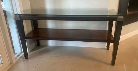 Dark Wood 2-Tier Console Table