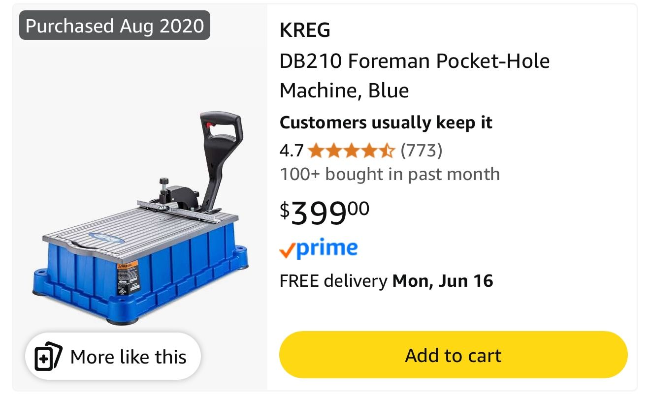 New Kreg Foreman pocket Machine