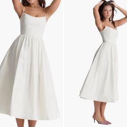 Corset Cotton Blend Fit And Flare Dress