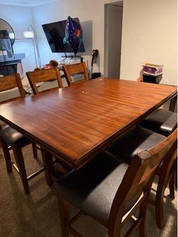 Solid Wood Dining Table Set w/ 6 chairs
