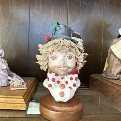 Vintage Ceoci Handmade Bisque Style Porcelain Clown