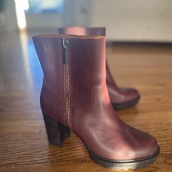 Burgundy Leather Platform Booties Size 8 | Lucky Brand Womens Boots