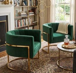 Green Velvet Accent Chairs with Gold Base – Set of 2 green velvet chairs luxury wingback chairs accent chairs green furniture brand new inside the box