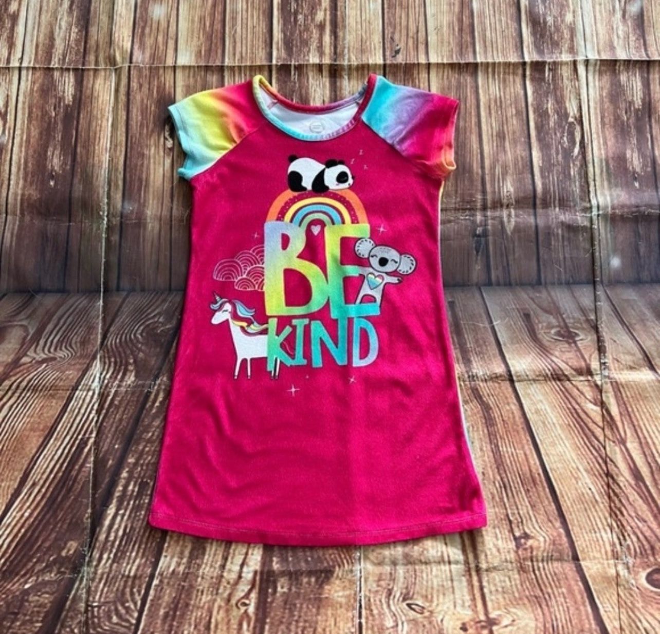 Wonder Nation Girls Short Sleeve Sleep Gown Pajama Pink Size Medium 7/8