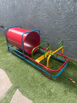 Vintage Metal Preschool Train & Bench Set 🚂🌈