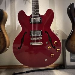Cherry Epi ES335 With Upgraded bridge And Tuners. Semi Hallow Dot Neck.