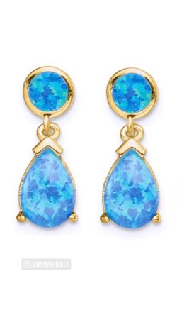 Sterling Silver Blue Opal Dangled Earrings