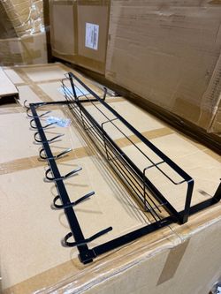 Over The Door Hooks Organizer,Hanging Rack Over Door, Hanging Rack Organizer with 8 Hooks & Basket,for Clothes, Bags, Keys, Storage Hanger for Bedroom