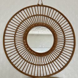 Boho Chic Rattan Mirror 30” Circular Mirror