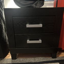 Black And Silver Bedside Table 