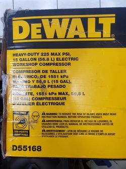DEWALT HEAVY DUTY COMPRESSOR  225 MAX PSI , 15 GALLON ELECTRIC WORKSHOP COMPRESSOR 