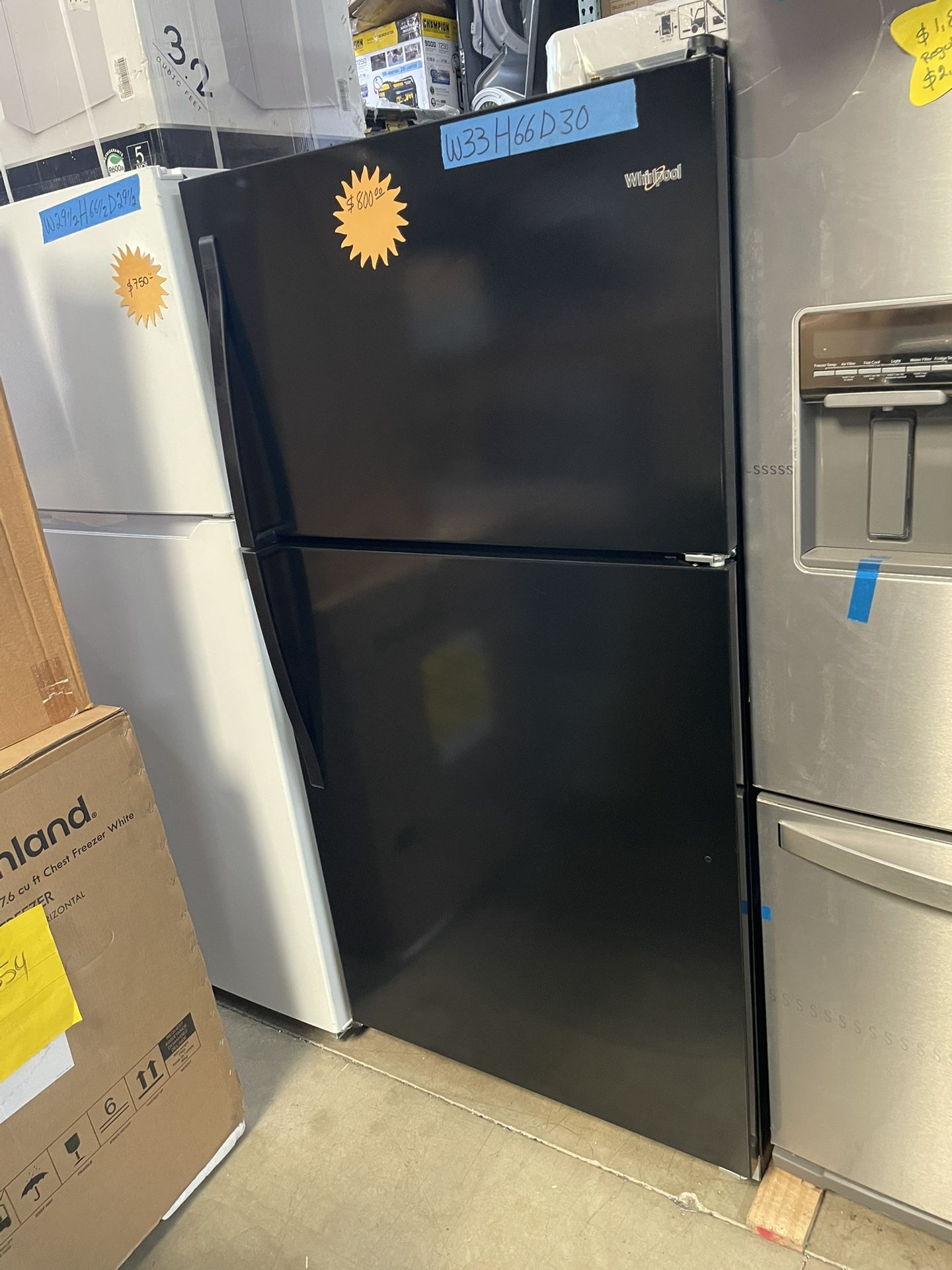 Refrigerator Top And Bottom Whirlpool Black