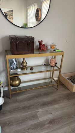 3- tier glass and gold entry shelf