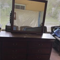 Brown Dresser with Mirror