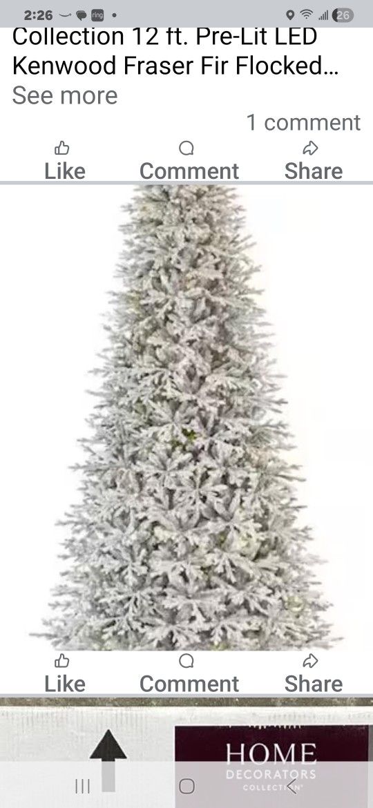 Brand new Home Decorators Collection 12 ft. Pre-Lit LED Kenwood Fraser Fir Flocked Artificial Christmas Tree
12 ft. Pre-Lit LED Kenwood Fraser Fir Fl