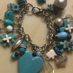 Turquoise Chunky Charm Bracelet 