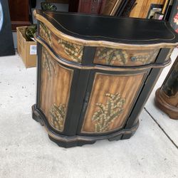 Beautiful Painted Palm Tree Cabinet with 1 Drawer and 2 Shelves 33”h x 36” w x 16” d