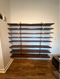 Wooden shelves with brackets