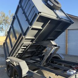 New 8x4x12  SCISSOR LIFT Hydraulic Utility Dump Trailer with Ramps & Spare 🛞