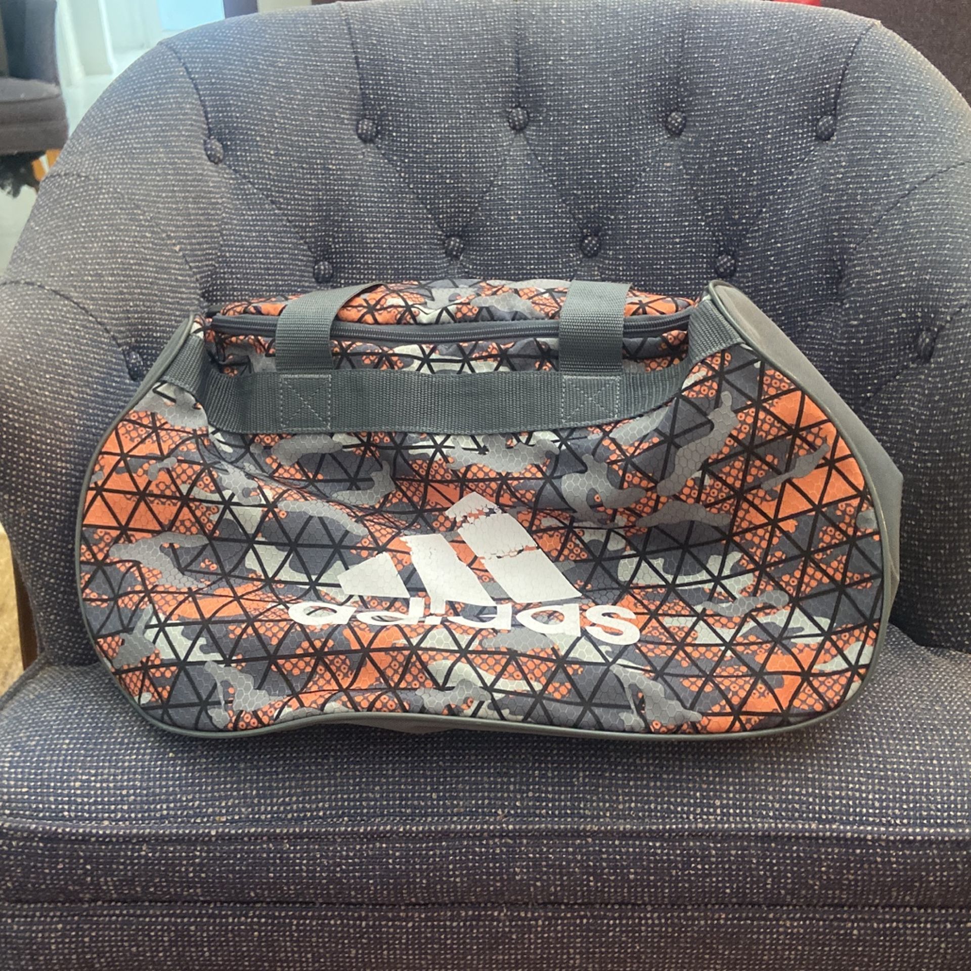 Gray Orange Camo Adidas Duffel White Logo Medium Size Light Tote Duffel Gym Bag