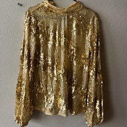Gold Sequin Long sleeve  Top  By Express 