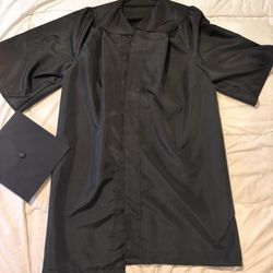 $40 Small-Solid black GRADUATION CAP & GOWN - Zip Up $40