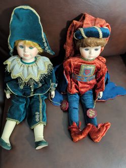 Vintage Mundia Création Grégoire Porcelain Doll Pair 1992 France Collectors Dolls $149.99 OBO