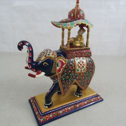 Meenakari Ambabari Hand Crafted Metal Elephant 10 1/2" Height



