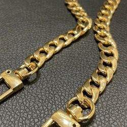 Gold tone crossbody-shoulder bag metal chain -----47"