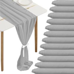 Fivenl 12 Packs 10Ft Chiffon Table Runner 27 X 120 Inches Sheer Table Runner Romantic Chiffon Table Runner For Wedding Birthday Party Bridal Baby Show