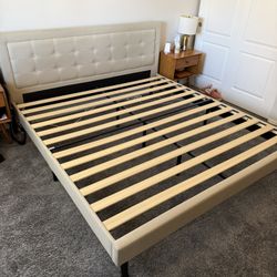 King Size Bed Frame In Cream Color