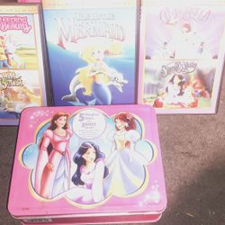Disney Princess 3 DVD  W/Tin Lunch Box Set