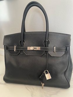 Italian Black Leather Handbag