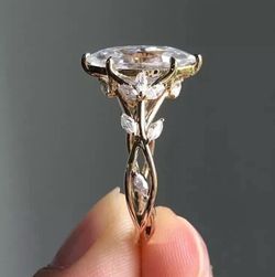 14k Yellow Gold 3.12Ct Marquise Cut Lab Diamond Ring