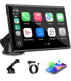 Carplay Screen for Car, 7 inch Wireless Carplay & Android Auto(Black) Portable Touchscreen car play with Mirror Link,Bluetooth,Voice Control,Map Navi