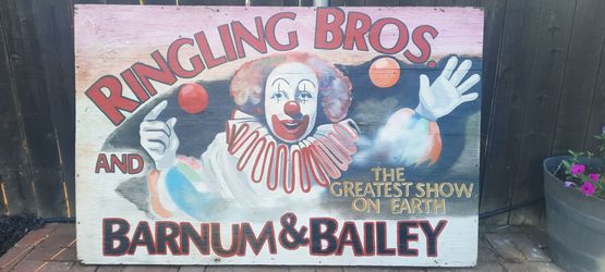 Vintage Ringling Bros Wood Display Sign