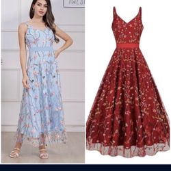 Maxi Dress for Women Summer Boho Spaghetti Strap Square Neck Ruffle Beach Sun Dress