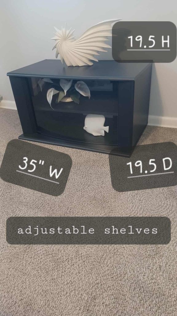 Tv/deco 35x19.5x19.5 Black W/ Halfmoon STAND 1 Adjustable Shelf