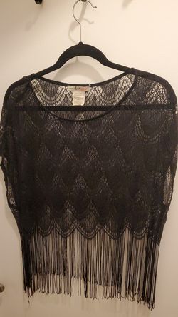 Cute Sheer Fringe Top size small
