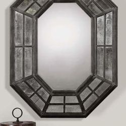 Uttermost 37.5x28.5in Sumner Rustic Charcoal Gray Wall Mirror 10105  (Brand new)