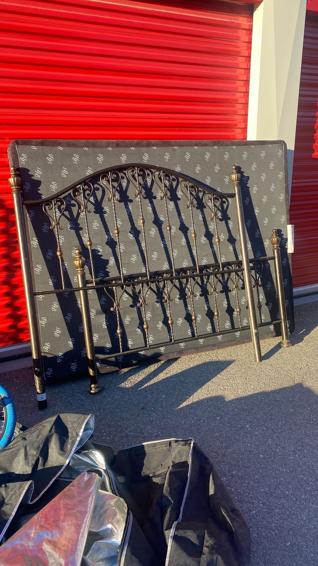 Box Spring And Frame with Rails